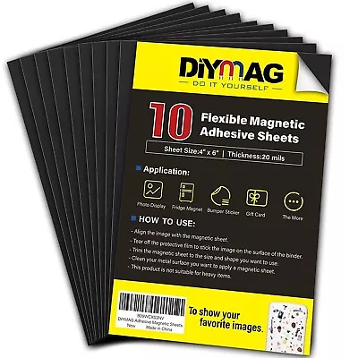 Magnetic Adhesive Sheets |4  X 6 | 10 Pack Cuttable Flexible Magnet Sheets • $9.30