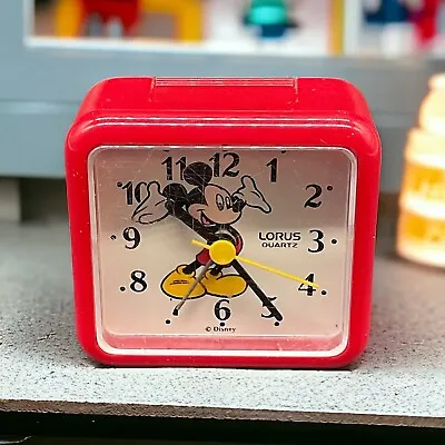 Vintage Lorus Disney Mickey Mouse Alarm Clock Red Quartz Japan 3” LXZ101 Tested • $14.95