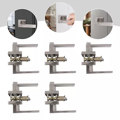 5x Door Lever Privacy  Handle Interior Square Knobs Keyed  Lock • $38.95