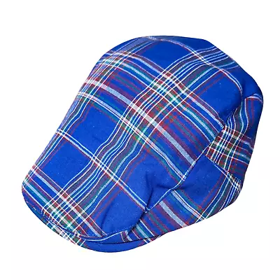 Adults Unisex Scottish Blue Tartan Flat Cap  FAST DELIVERY 48 Hour🚚💨 • £8.95