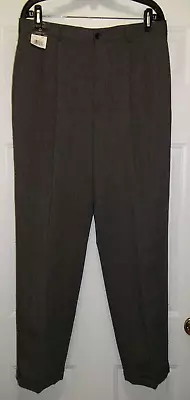 VTG Claiborne Men's Dress Pants Sz 34X32 Black White Thread Pleated Cuffed NWT • $49.99