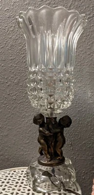 $80.99 • Buy Vintage L&L Cherub Table Lamp Crystal Baby Angel Antique