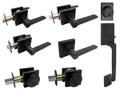 House Guard Matte Black Square Plate Door Handle Levers Entry/Privacy/Passage • $79.99