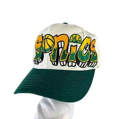 Rare Vintage Drew Pearson Graffiti Seattle SuperSonics Snapback Cap Hat 90s • $300