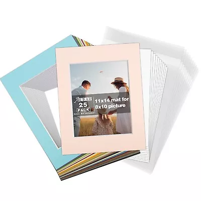 25 Pack Pre-Cut Picture Mats For Photos/Prints Backingboard + Clear Bag • $77.99