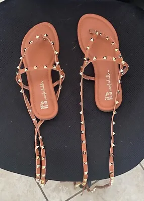 Gladiator Wraparound Studded Thong Sandals Women 10 • $25