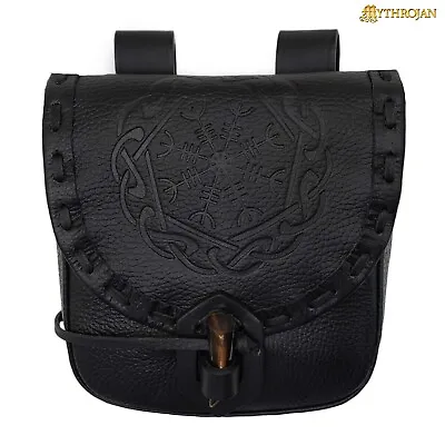 Medieval Genuine Leather Belt Bag Embossed Pouch LARP Renaissance SCA Accessory • $49.99