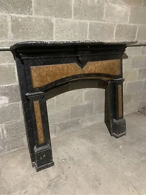 ~ ANTIQUE FIREPLACE MANTEL FAUX PAINTED ~ 53.5 X 48.25 ~ ARCHITECTURAL SALVAGE • $350