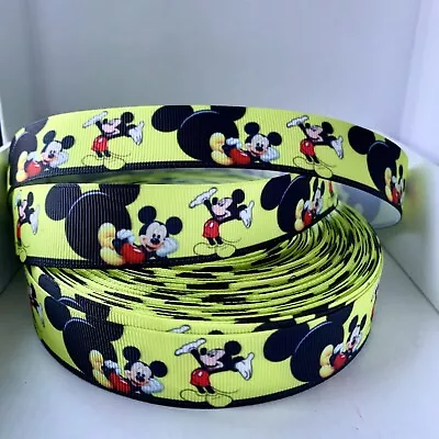 Yard Disney Mickey Minnie Mouse Christmas  Grosgrain Ribbon  Craft Cake Bow • £1.10