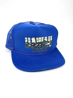 Nissin Vintage Hawaii Blue Hat Cap Snapback Trucker Rope Kauai Retro Tropical • $14.99