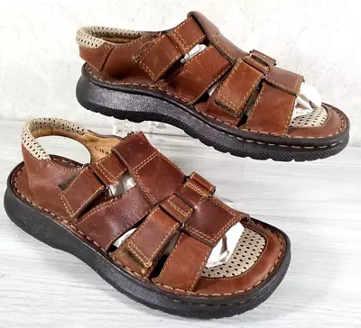 Born Sandals Mens 8 Slingback Chunky Brown Leather Open Toe Handcrafted • $40
