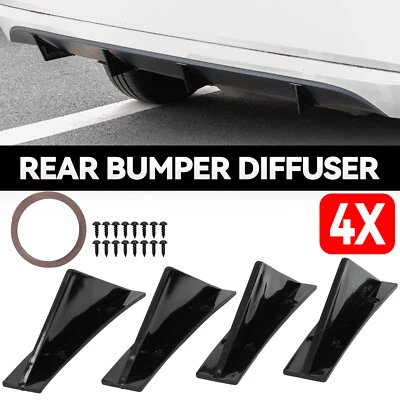 $13.99 • Buy 4pcs Curved Car Rear Bumper Lip Diffuser Shark Fins Splitter Spoiler Accessories
