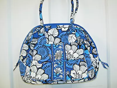 VERA BRADLEY Blue Bayou Turn Lock Satchel Bowler Purse 11 X 13 X 5 GUC • $23.95