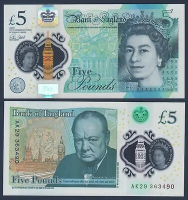 Great Britain / UK / England - P394 - 5 Pounds 2015 Polymer Queen Perfect UNC • $11.50