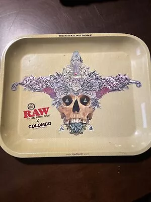 RAW Rolling Papers COLOMBO Metal Rolling Tray Large RARE LIMITED EDITION Skull • $15