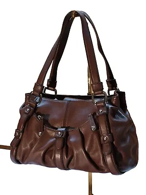 Maxx New York Classic Double Handle Satchel In Brown Pebbled Leather  W/wristlet • $25