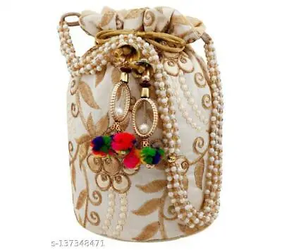 $24.52 • Buy Indian Ethnic Traditional Satin Potli Bag Round HandWork Purse For Women & Girls