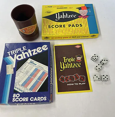 Regular+ Triple Yahtzee Score Sheet Pad Cards Instructions Dice Cup Replacements • $19.95