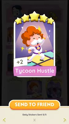 Monopoly Go - ⭐️⭐️⭐️⭐️⭐️ Sticker/card - Set 18 - Tycoon Hustle • $4.21