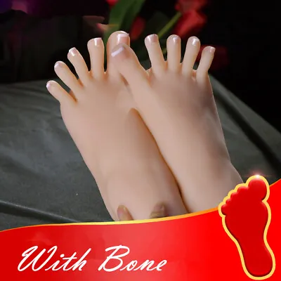 Silicone Female Feet With Bone Nail Art Practice Display Model Soft Bendable • $69.56