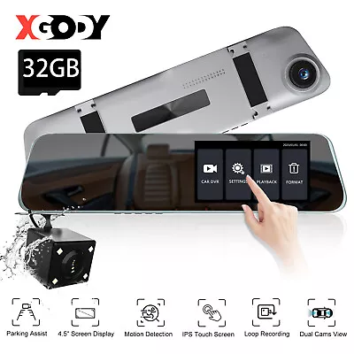 1080P Dash Camera Rear View Car Cam Reversing Mirror Front And Rear DVR Recorder • $41.99