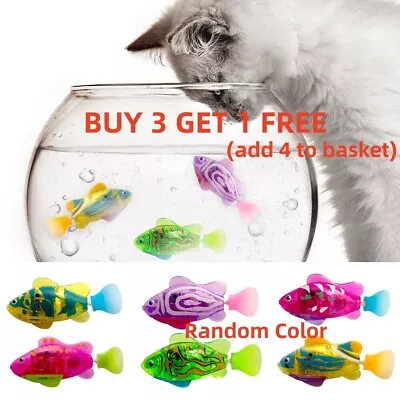 Electric Fish Cat Interactive Toy With Light Water Swimming Robot Fish Pet Toy • £5.46