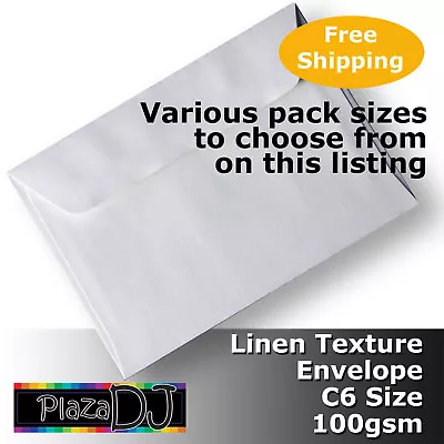 Envelopes C6 Size LINEN TEXTURE White 100gsm Wallet Shape Peel N Seal #H6071P • $13.70