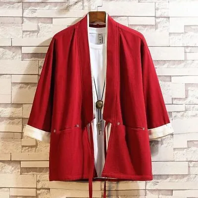 Men Cardigan Japanese Kimono Clothing Jacket Mens Shirt Yukata Haori Casual Coat • £44.89