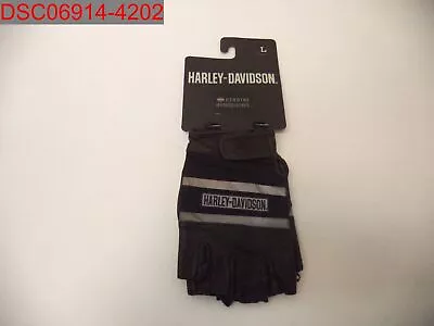 Harley Davidson Men's Black Centerline Reflective Fingerless Gloves L 98250 • $55