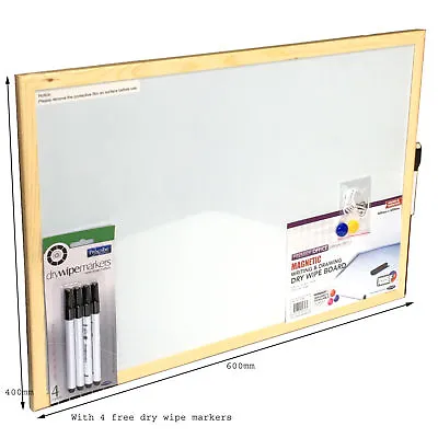 £10.44 • Buy Magnetic Whiteboard + Free Dry Wipe White Board Writing Markers Office School 