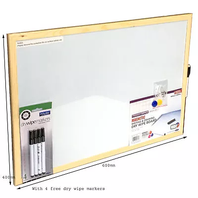 Magnetic Whiteboard + Free Dry Wipe White Board Writing Markers Office School  • £11.89