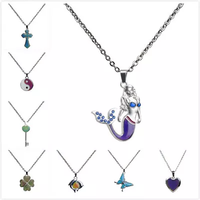 Color Change Mood Tracker Necklaces Emotion Feeling Changeable Key Mermaid Heart • $6.97