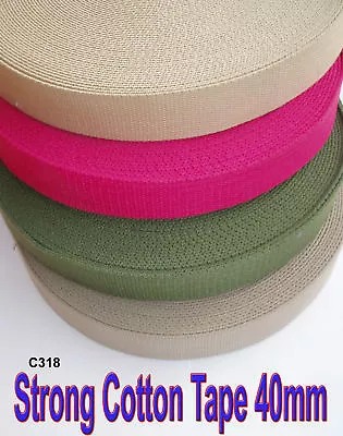 £6.76 • Buy 40mm Heavy Duty Canvas Cotton Belt Colour Webbing Tape Meter 3mm Thick Strap