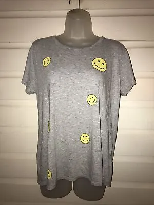 $46 • Buy Lauren Moshi Cotton/modal Blend Smile Face Graphic Short Sleeve Tshirt Size L