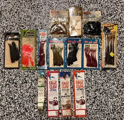 Vtg Fishing Lure Lot 14 Sealed Packs Mann's Jelly Worms Mister Twister Fliptail! • $29.99