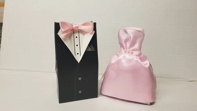 $40 • Buy SET  Of   PINK BRIDESMAID DRESS    BLACK TUXEDO JACKET    PINK BOW TIE