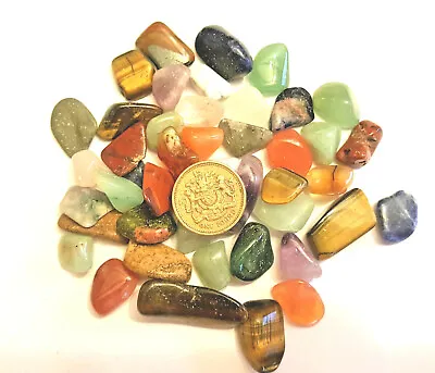 40 Mixed Healing World Crystals Tumble Stones 10-20mm Chakra Gemstones 16p Each • £6.59