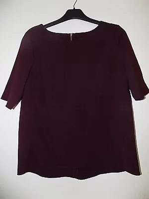 Ladies Maroon Dipped Hem Zip Back Top Size Uk 12 • £0.99