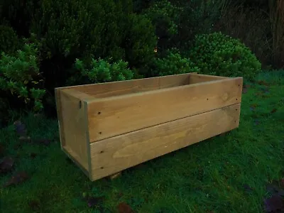 £22.99 • Buy Garden Wooden Planter Rectangular Trough Wood Plant Flower Box READY MADE 0.6m