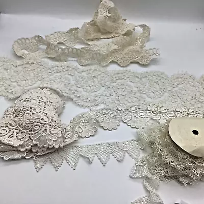 607 Vintage Ivory/Cream Lace & Remnants: Costumes Cosplay Shabby Chic Lot #2 • $20