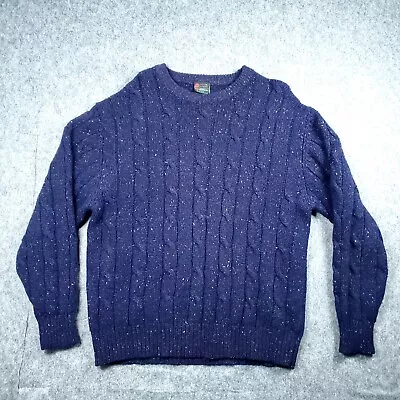 Abercrombie Fitch Wool Fisherman Sweater Mens XL Purple Donegal Vintage Cable • $41.99