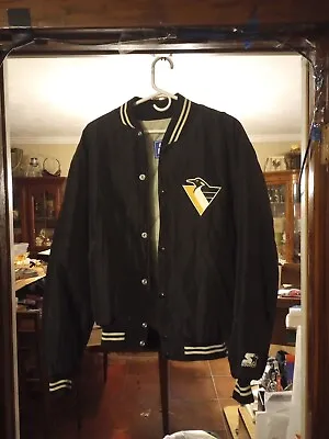 Vintage Pittsburgh Penguins Jacket Youth L Black Starter  NHL Hockey • $49.99