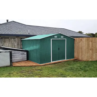 10ft X8ft Garden Metal Storage Shed Corrugated Outdoor Tool Box With Base 10 X 8 • £395.95