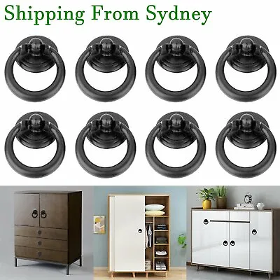 $8.26 • Buy 8pcs Black Ring Pull Handle Cabinet Knob Drawer Dresser Cupboard Drop Zinc Alloy