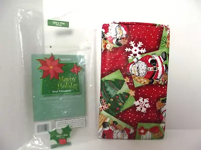 Vtg. New In Pkg Elrene Vinyl Christmas Tablecloth W/Santa Reindeer Christmas Tre • $19.99