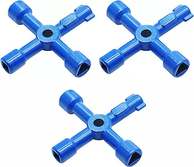 3 Pcs 4way Multifunctional Utilities Key Plumbing Key Triangle Square Wrench Ope • $15.39