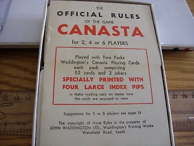 Waddingtons-Canasta Game-1950's-With Rule Book-Very Good Condition • £4.99