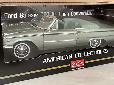 Sunstar 1/18 Diecast 1963 Ford Galaxie 500 XL Open Convertible Model Car NIB* • $42