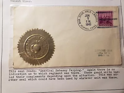 PEIPING (BEIJING) CHINA 1940 WWII USMC Cover Gold Foil US MARINE CORPS Cachet • $9.99