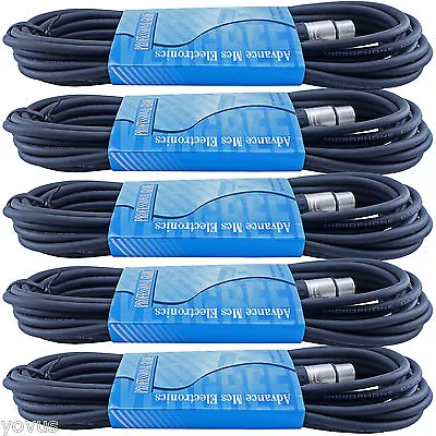 5-PACK XLR Pro Audio Mic Microphone Extension Cables Powered Monitor Cords 15ft • $37.69